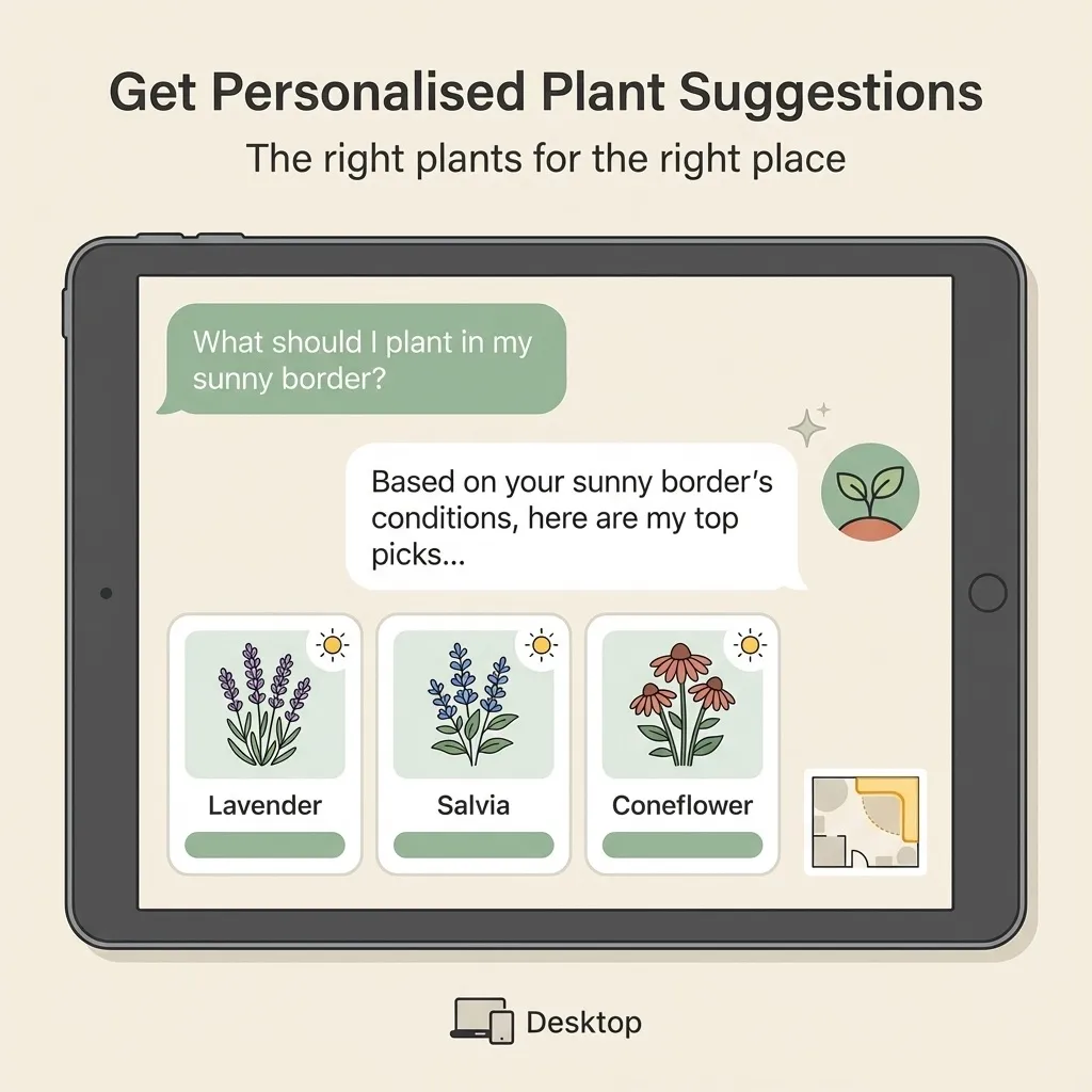 Assistant recommending plants for a garden border