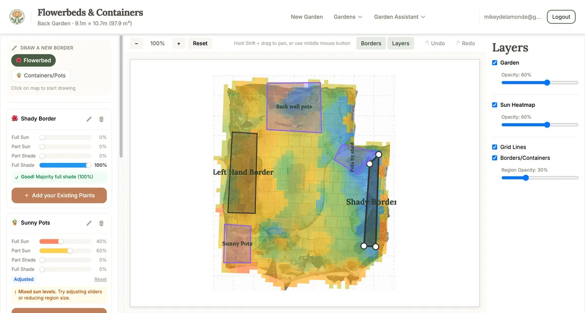 A selected region with draggable corner handles