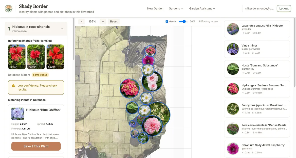 Identification results showing matches with confidence badges and reference images