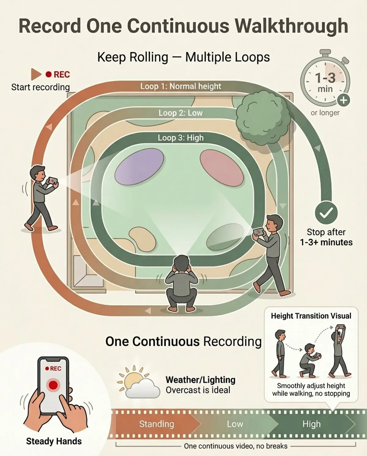Record one continuous walkthrough video of your garden