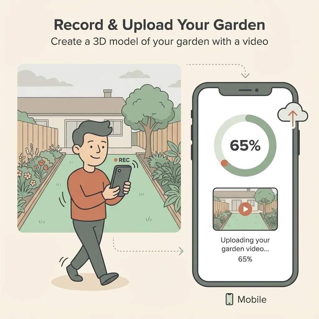 Phone scanning garden to create 3D model